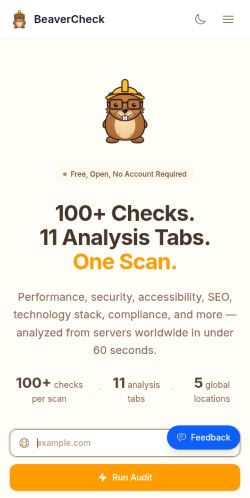 Screenshot of the audited page (Mobile 375×812)