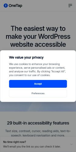 Screenshot of the audited page (Mobile 375×812)