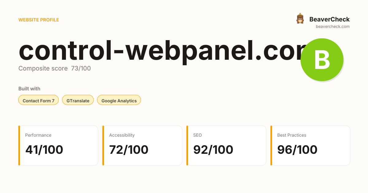 control-webpanel.com — Technology, performance & accessibility ...