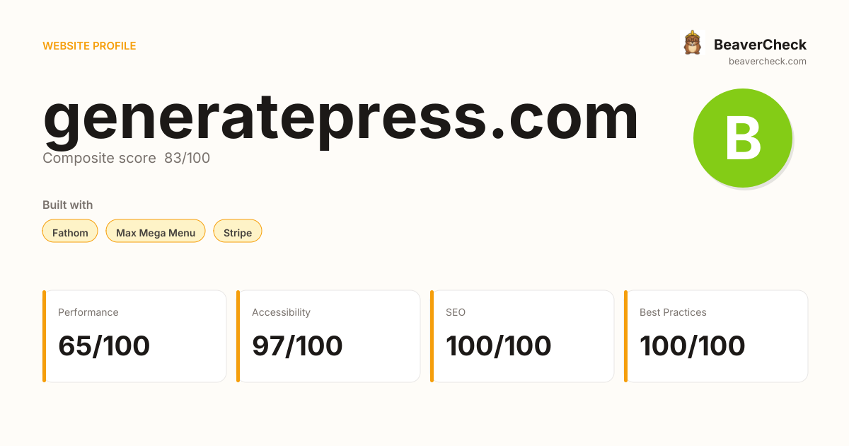 generatepress.com — Technology, performance & accessibility | BeaverCheck