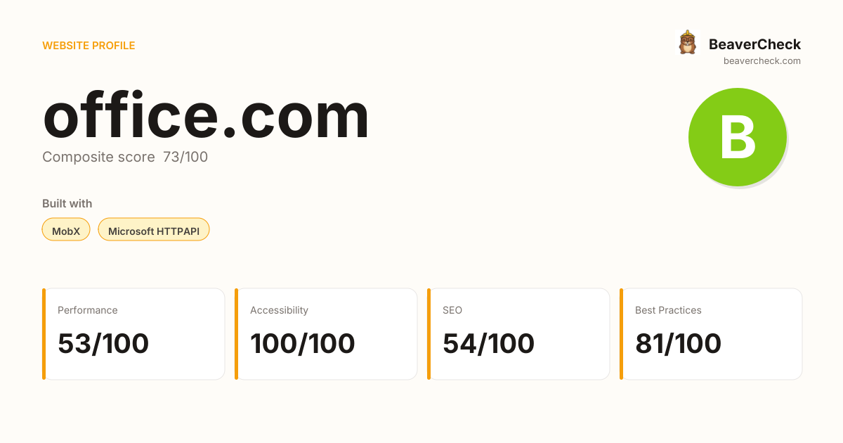 office.com — Technology, performance & accessibility | BeaverCheck