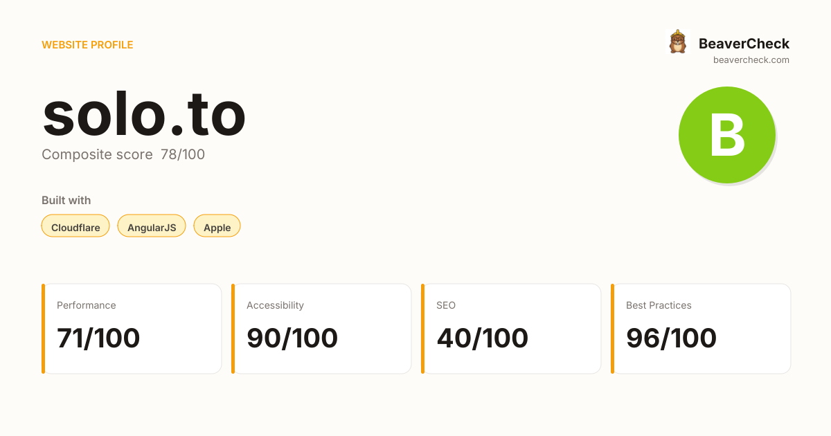 solo.to — Technology, performance & accessibility | BeaverCheck