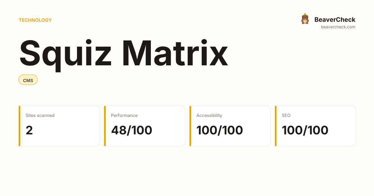 Squiz Matrix Performance Audit — BeaverCheck